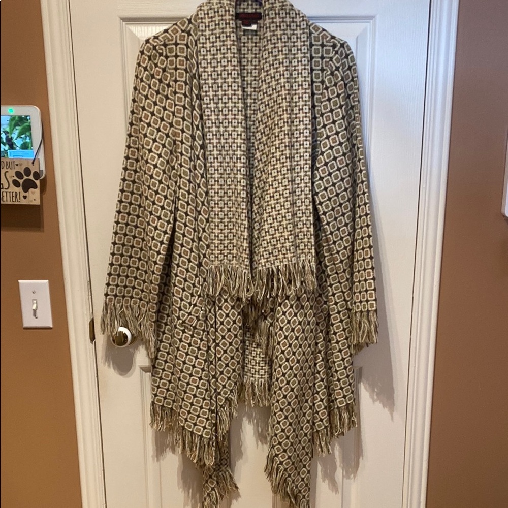 Vintage Simon Chang Geometric Patterned Fringe Sweater